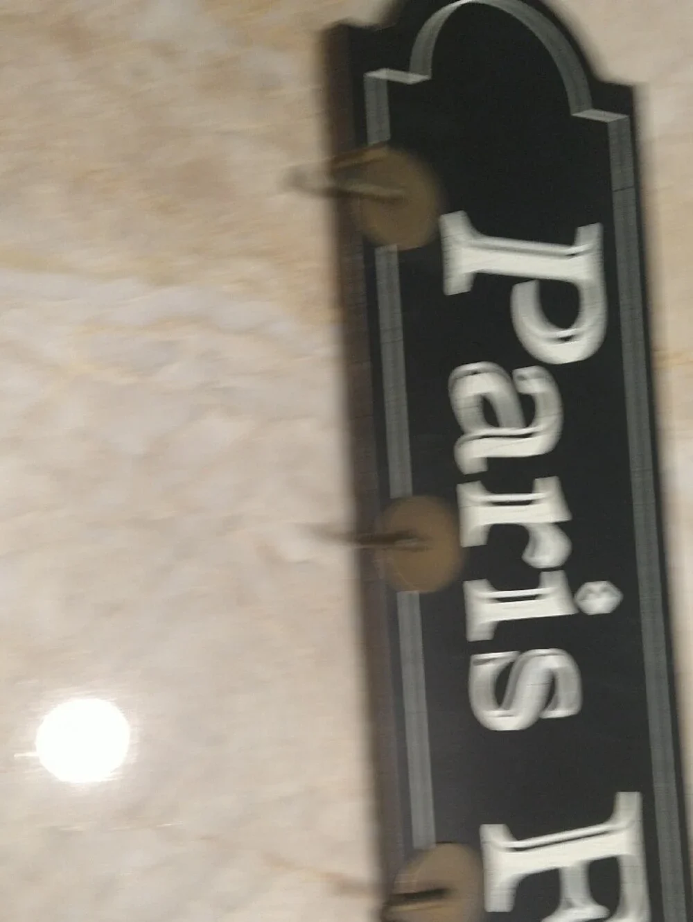 Paris France Black Wall Hook Sign 23 1/2